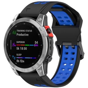 Voor Garmin Enduro2 / Tactix7 26mm Reverse Buckle Tweekleurige siliconen horlogeband (zwart blauw)
