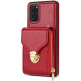 Voor Samsung Galaxy S20 FE Rits Hardware Kaart Portemonnee Telefoonhoesje(Rood)