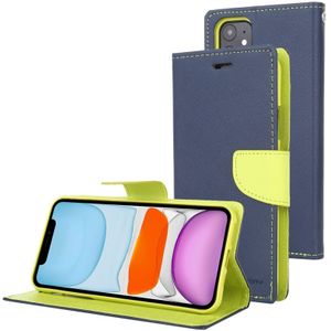 Voor iPhone 11 kwik GOOSPERY FANCY dagboek horizontale Flip lederen draagtas met houder & kaartsleuven & portemonnee (Navy)