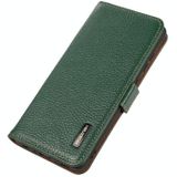 For Samsung Galaxy A02s Global Version KHAZNEH Side-Magnetic Litchi Genuine Leather RFID Phone Case(Green)