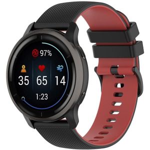 Voor Garmin Approach S40 20 mm geruite tweekleurige siliconen horlogeband (zwart + rood)
