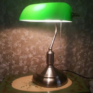 Creatieve retro nostalgische Office studie bed LED tafellamp zonder lamp (groen brons)