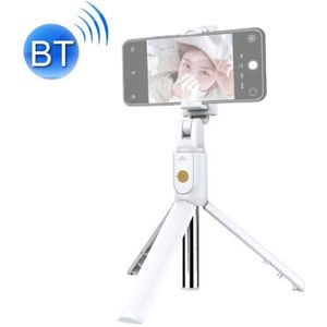 K07 Bluetooth 4.0 mobiele telefoon verstelbare Bluetooth Selfie Stick zelfontspanner Pole statief (wit)