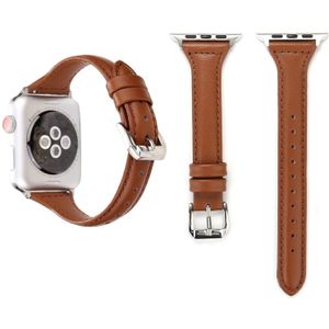 Eenvoudige manier lederen T Type horloge band voor Apple Watch serie 3 & 2 & 1 42mm(Brown)