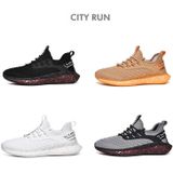 Men Lightweight Breathable Mesh Sneakers Flying Woven Casual Running Shoes  Size: 41(White)