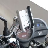 CS-856D1 Motorfiets draaibare oplaadbare aluminiumlegering mobiele telefoonhouder  spiegelhouder versie (zilver)