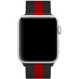 Voor Apple Watch Series 6 & SE & 5 & 4 44mm / 3 & 2 & 1 42mm Milanese Loop Magnetic Stainless Steel Watchband (Zwart Rood)