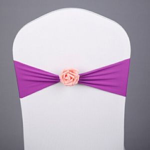 Stoel sashes bows Decor Elastische Spandex Stoel Sjerp met Roze Flower Stretch Chair Band Wedding Decoration (Fuchsia)