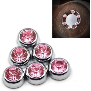 6 in 1 auto diamond sticker set persoonlijkheid kristal decoratie (roze)