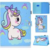 Geschilderd patroon TPU horizontale flip lederen beschermhoes voor iPad Air / Air2 / 9.7 (2017 2018)(Rainbow Unicorn)