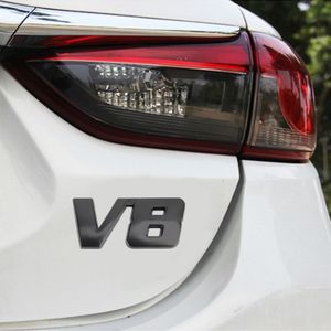V8 verbinding vorm auto metalen behuizing decoratieve sticker  maat: L (zwart)