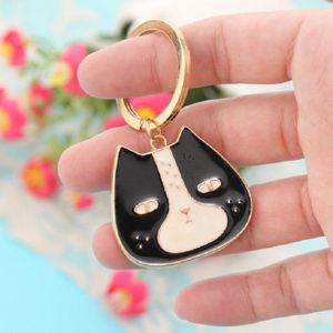 4 STKS cartoon dier hoofdsleutel hanger auto metalen ornament sleutel ring  stijl: zwarte kat