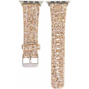 Voor Apple Watch 5 & 4 44mm / 3 & 2 & 1 42mm Glitter Sequins Leather Replacement Strap Watchband(Rose Gold)