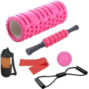 33cm 6 stks/set EVA Holle Schuim Roller Spier Ontspanning Roller Yoga Kolom Set Fitness Apparatuur (Roze)