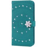 Voor Xiaomi 8 Lite ingedrukt afdrukken kleven boor patroon horizontale Flip PU lederen draagtas met houder & kaartsleuven & portemonnee & & Lanyard (grasgroen)