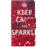 Voor Sony Xperia XZ1 Compact spiegelen prachtige KEEP CALM en SPARKLE woorden patroon horizontaal lederen draagtas met houder & Card Slots & portemonnee