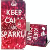 Voor Sony Xperia XZ1 Compact spiegelen prachtige KEEP CALM en SPARKLE woorden patroon horizontaal lederen draagtas met houder & Card Slots & portemonnee