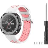 Voor Huawei Watch GT Cyber tweekleurige ademende horlogeband (wit + roze)