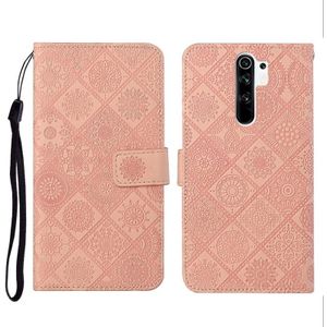 Voor Xiaomi Redmi 9 Ethnic Style Embossed Pattern Horizontale Flip Lederen Case met Holder & Card Slots & Wallet & Lanyard(Pink)
