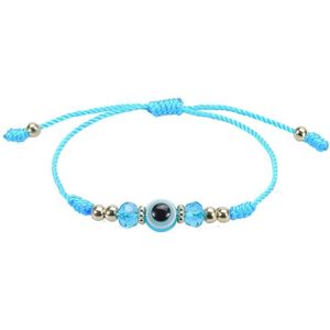 5 PCS Devil Eye Adjustable Crystal Beaded Bracelet(Sky Blue)