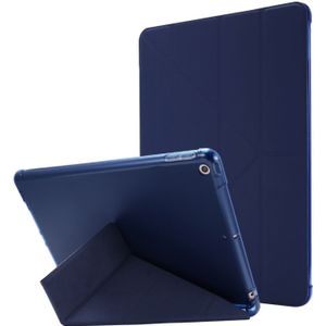 Voor iPad 10.2 Airbag Vervorming Horizontale Flip Lederen Behuizing met houder & penhouder(donkerblauw)