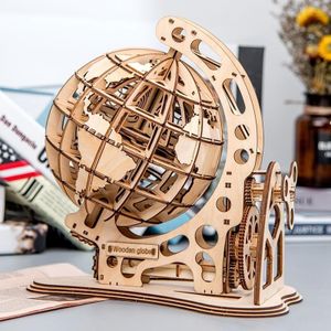 Houten mechanische transmissie model globe kantoor ornamenten kinderen puzzel assemblage speelgoed (mechanische globe)
