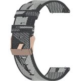 18mm Stripe Weave Nylon Polsband horlogeband voor Xiaomi Mi Watch  Garmin Vivomove 3s / Vivoactive 4s (Grijs)