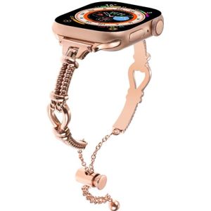 Voor Apple Watch 38 mm twist metalen armband ketting horlogeband (ros goud)