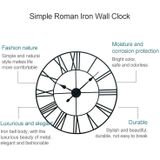 60cm Retro Living Room Iron Round Roman Numeral Mute Decorative Wall Clock (Zwart)