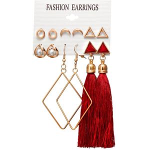 Vrouwen lange Tassel Earrings Stud Earrings instellen Boheemse bloem hart Earring (B11-02-01)