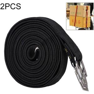2 PCS 4m Elastic Strapping Rope Packing Tape voor fietsmotorfiets achterbank met haak (zwart)
