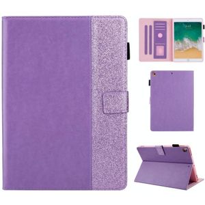 Glitter Poeder Stitching Hot-dressed Changing PU Lederen Case met Houder & Card Slots & Slaap / Weks-up Functie voor iPad 9.7 2018/2017 (Paars)