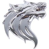 Wolf hoofd vorm glanzende metalen auto gratis Sticker(Silver)