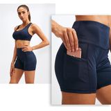 Running Training Tight Quick Drogen Elastische Hoge Taille Yoga Drie deel Riem Pocket (Kleur: Kleurrijke Zwarte Maat: M)