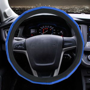 Universele auto plating bamboe knoop lederen Steering Wheel cover  diameter: 38cm (blauw)