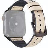 Crazy Horse Texture Lederen vervangende horlogebanden voor Apple Watch Series 6 & SE & 5 & 4 40 MM / 3 & 2 & 1 38mm (Beige Wit)