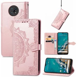 Voor Nokia G50 Mandala Embossing Pattern Horizontal Flip Lederen Case met Houder & Card Slots & Wallet & Lanyard (Rose Gold)