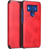 Fierre Shann Crazy Horse textuur horizontale Flip PU lederen draagtas voor Huawei mate 10 Pro  met Smart view venster & slaap Wake-up functie (rood)