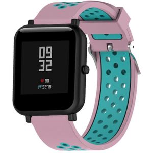 Dubbele kleur silicone sport polsband voor Xiaomi Huami Amazfit bip Lite versie 20mm (mintgroen + lichtroze)