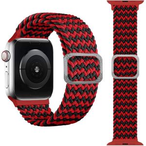 Gesp gevlochten elastische band horlogeband voor Apple Watch Series 6 & SE & 5 & 4 44mm / 3 & 2 & 1 42mm (Wave Red Black)