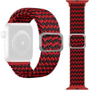 Gesp gevlochten elastische band horlogeband voor Apple Watch Series 6 & SE & 5 & 4 44mm / 3 & 2 & 1 42mm (Wave Red Black)