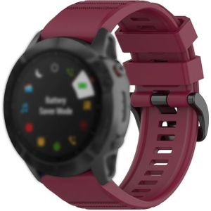 Voor Garmin Fenix 6X 26mm Quick Release Officile Texture Polsband Watchband met Plastic Button (Wine Red)