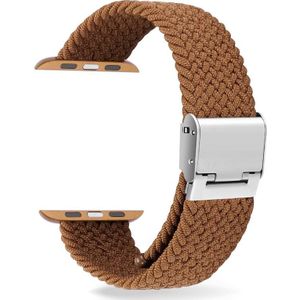 Gevlochten + roestvrij staal vervangende horlogebanden voor Apple Watch Series 6 & SE & 5 & 4 40mm / 3 & 2 & 1 38mm (Bruin Geel)