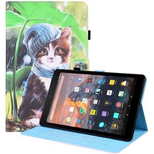 For Amazon Kindle Fire 7 Animal Pattern Horizontal Flip Leather Case with Holder & Card Slots & Photo Frame & Sleep / Wake-up Function(Bib Kitten)