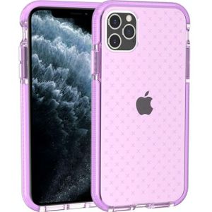 Voor iPhone 11 Pro Max rasterpatroon schokbestendige transparante TPU beschermhoes (paars)