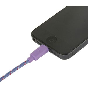 Geweven nylon stijl USB 8 Pin Data Transfer / laad Kabel voor iPhone 6 / 6S & 6 Plus / 6S Plus, iPhone 5 & 5S & 5C, Kabel lengte: 1 meter (paars)