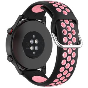 For Honor Watch GS 3i 22 mm sport tweekleurige siliconen horlogeband (zwart roze)