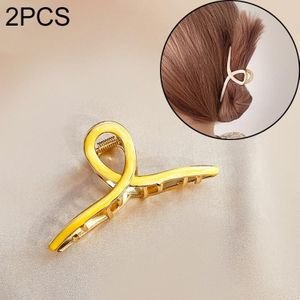 2 PCS Retro Cross Geometrische Wild Hollow Hair Ornament Metal Hair Clip (Geel)