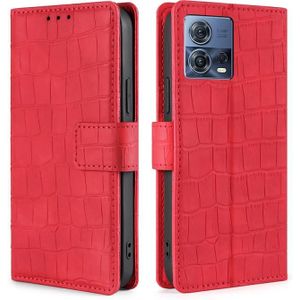 Voor Motorola Edge S30 Pro 5G/Edge 30 Fusion Skin Voel Krokodil Magnetische Sluiting Lederen Telefoon Case (Rood)