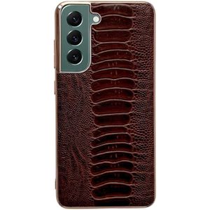 Voor Samsung Galaxy S21 FE 5G Echt Leer Weilai Serie Nano Galvaniseren Telefoon Case (Bruin)